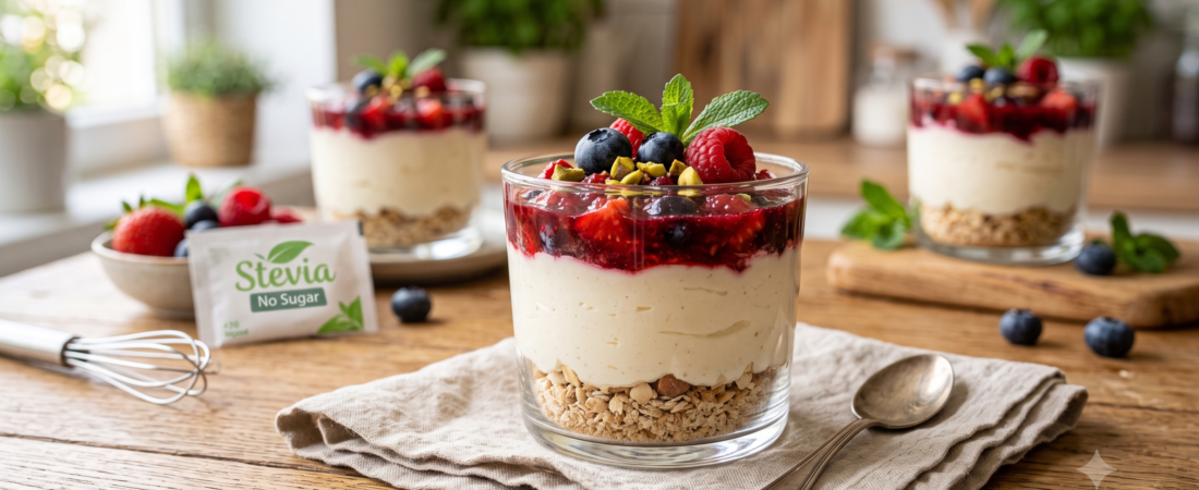 Πρωτεϊνικό Cheesecake ποτήρι χωρίς ζάχαρη